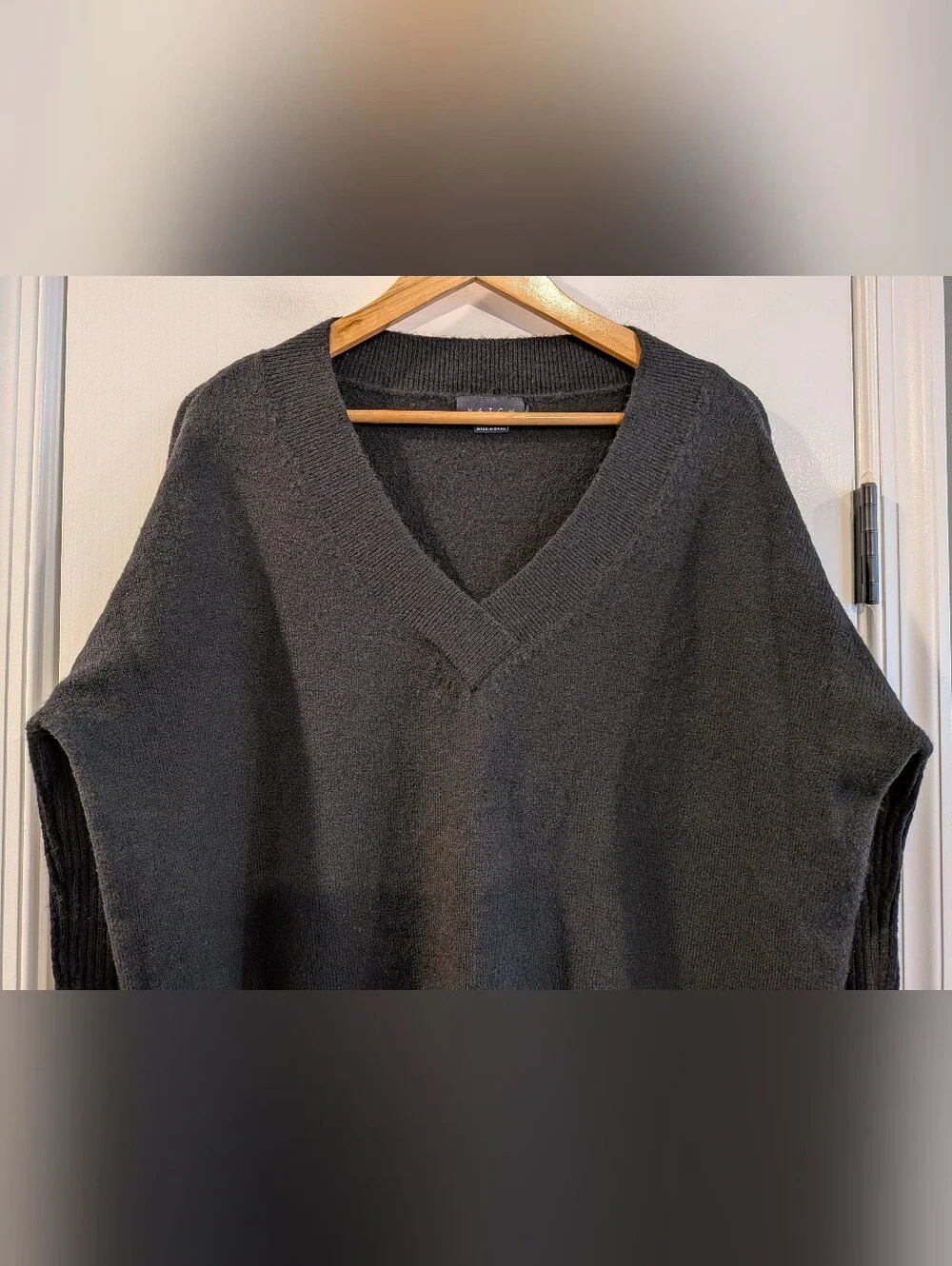 Hatch Eva Maternity Sweater Black V-Neck Wool Blend Minimalist Luxury Size XL